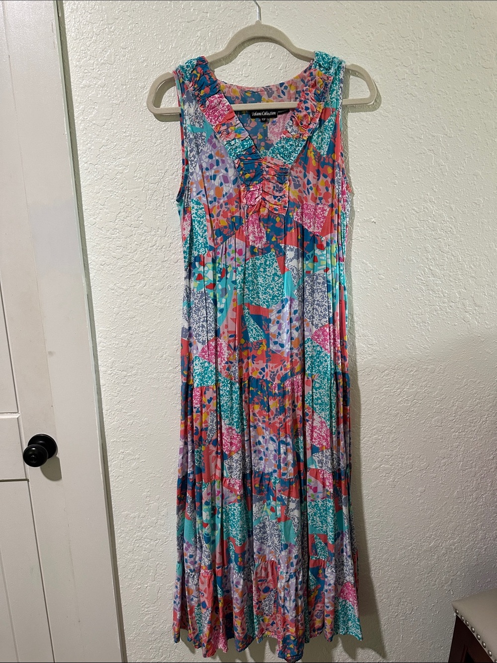 Tolani Multicolor Printed Sleeveless Maxi Dress - Turquoise/Pink